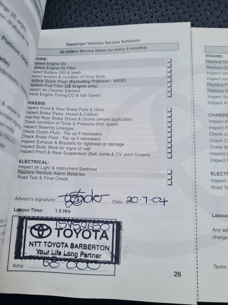 2001 Toyota Corolla RXi 160i 20 Valve 6 Speed